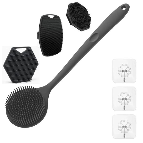 Gkllonve - Body and Face Bath Brush Set, 7 Piece, Black