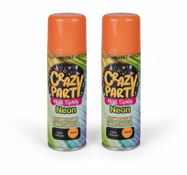 Crazy Party Neon Orange Hair Spray - Temporary Colour for - 2 Pack