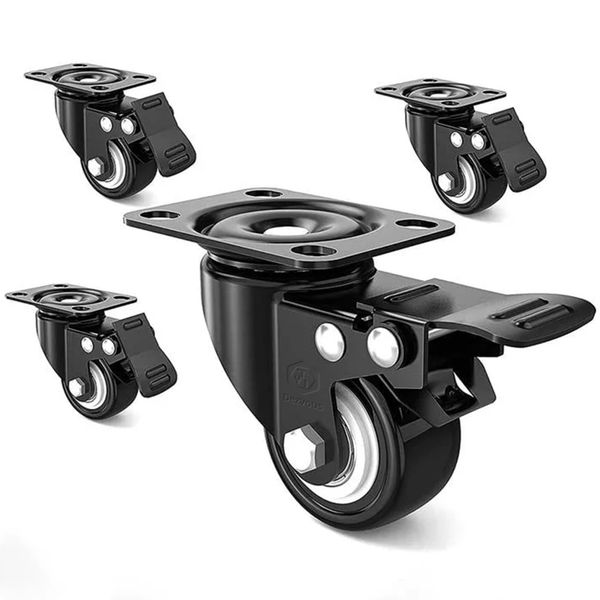 Dezvous 4-piece 2 Inch Swivel Casters Double Bearings Silent Castor Wheels