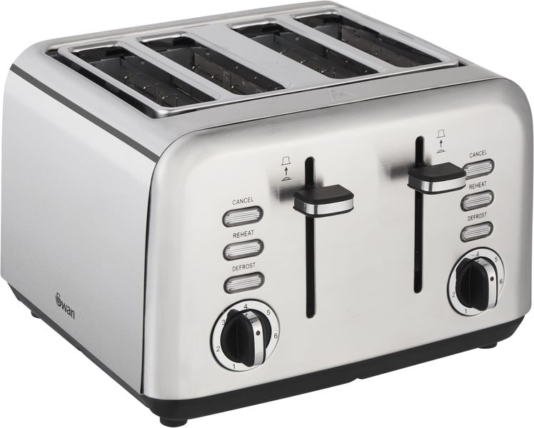 SwanTownhouse Electronic Stainless Steel 4 Slice Toaster