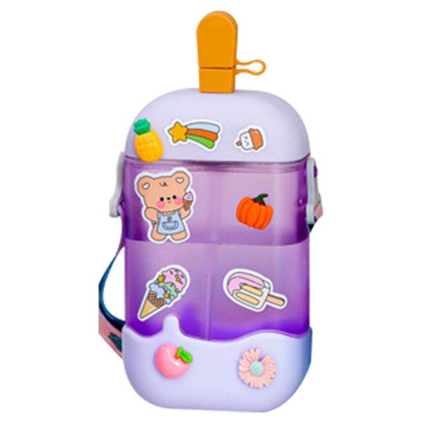Creative Ice Cream Popsicle Shape Water Bottle with Shoulder Strap