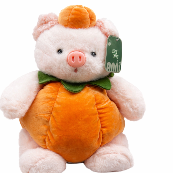 Plush Pig Soft Toy in Pumpkin Outfit - Cuddly Kids Teddy
