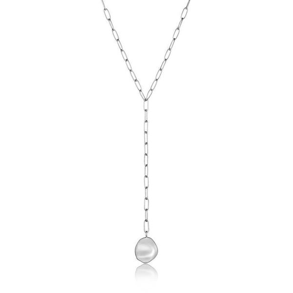 Ania Haie Crush Disc Y Necklace - Rhodium