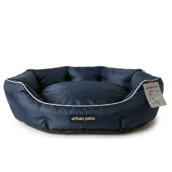 Large Round Water Resistant Anti-Static Pet Bed Machine Washable Blue - L