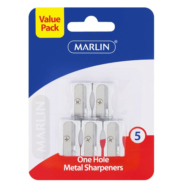 Marlin metal sharpeners 1 hole 5's blister card VALUE PACK