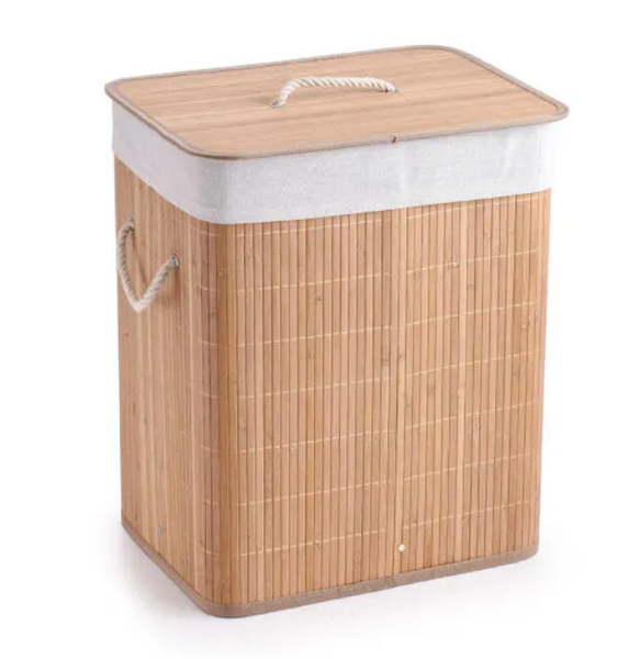 Niamh Rectangular Bamboo Laundry Basket - Natural