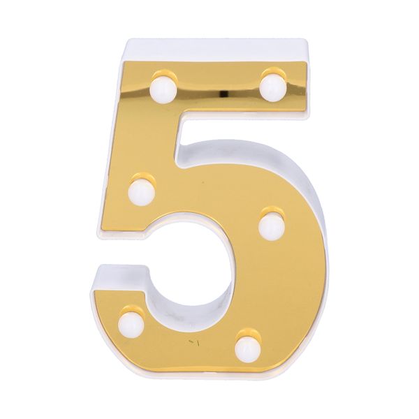 Gold Number 5 LED Lamp Holiday Decor