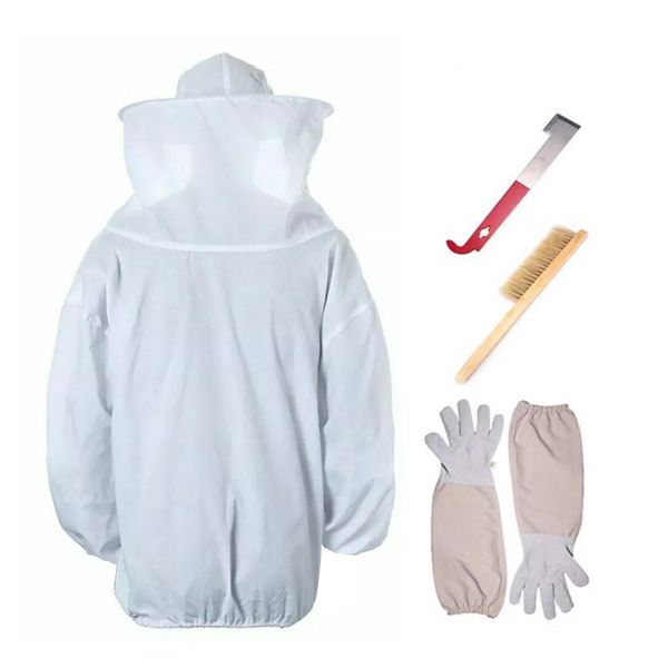 4-in-1 Bee Suit, Scraper, Brush &amp; Anti-bee Gloves Beekeeping Set