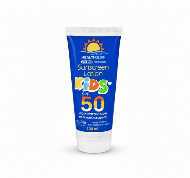 Healthglow Kids Sunscreen Lotion SPF 50 - 100ml Tube for Sensitive Skin