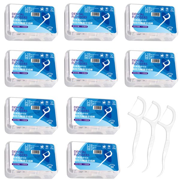 500 Pieces Dental Floss Picks, Plastic, Quick Clean, 7.4cm