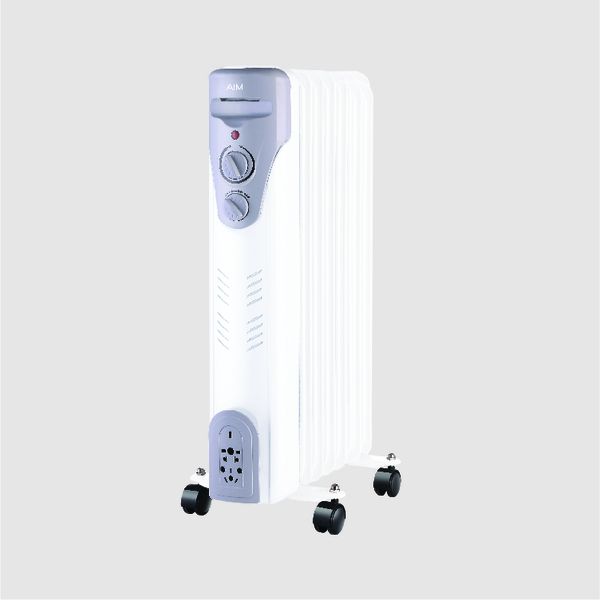 AIM 1500W 7 Fin Oil Heater -Slimline - White - AOH7S