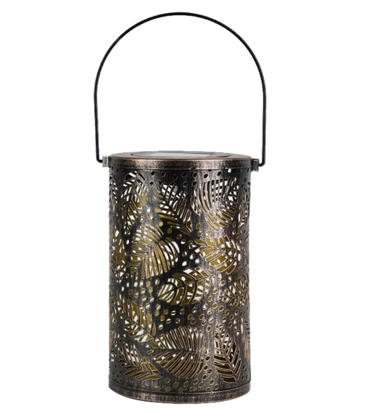 Solar Nature-Inspired Metal Lantern with Cut-Out Design