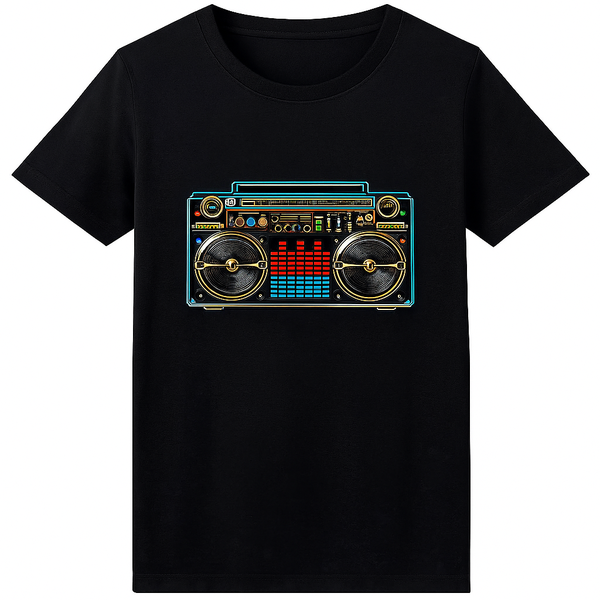 Sound Activated LED Light Up TShirt USB Rechargeable Boombox Equaliser
