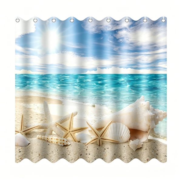 180 x 200 cm Fabric Shower Curtain - Mold-Resistant - Includes 12 Hooks