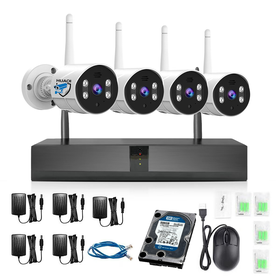 Security Camera System Kit, 8CH 2MP WiFi NVR + 500 GB HDD +4