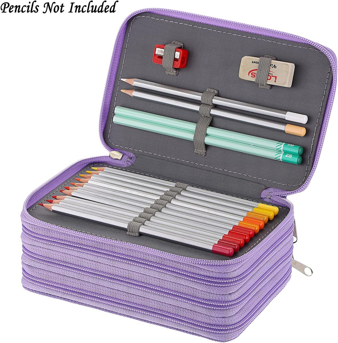 Large Pencil Case With 72 Slots – Black Oxford Fabric, Multi Compartments, Carrying Handle, 23.5x16.5x7 Cm