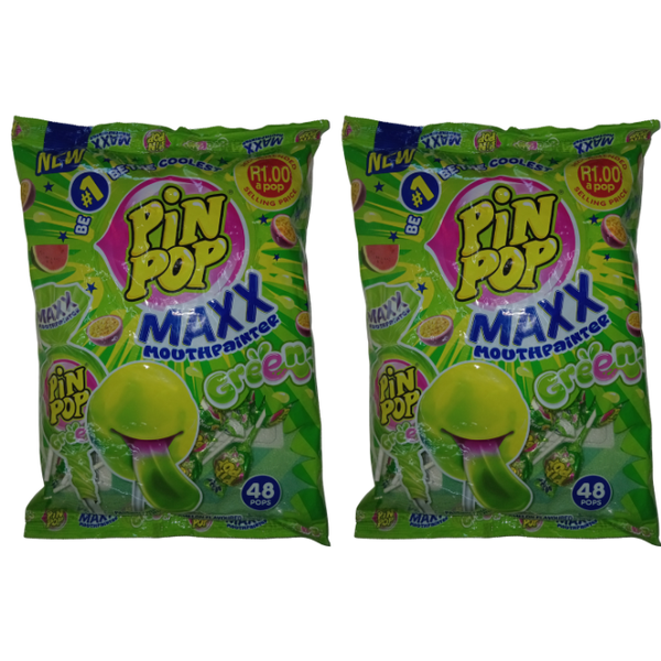 Pin Pop Green Mouth Painter Lollipop - 48s (Pack of 2)