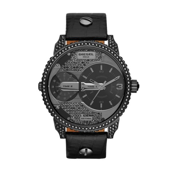 Diesel Mini Daddy Mens Black Leather Watch - DZ7328