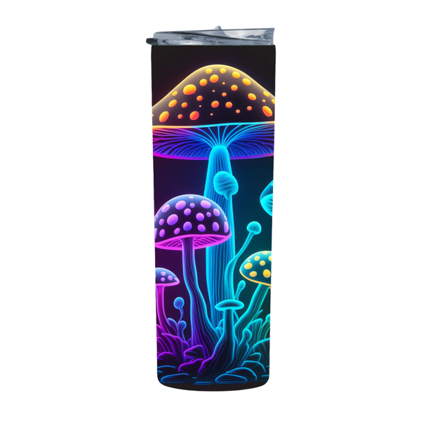 Neon Bright Mushrooms 20 Oz Straight Skinny Tumbler 005