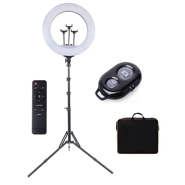 JB Luxx 21" LED Dimmable Ring Light with 3 Phone Holders, Stand &amp; Shutter