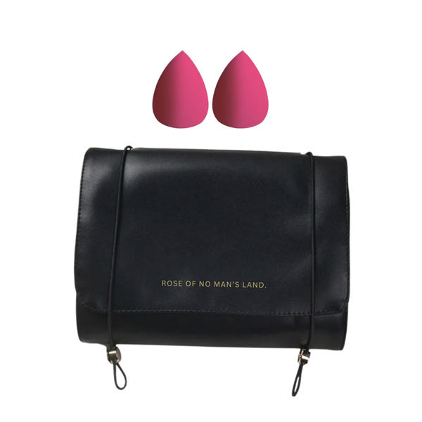 Premium Multifunctional Roll-Up Cosmetic Bag with 2 Makeup Sponge Blenders