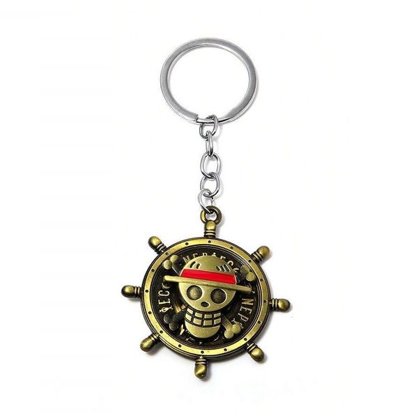 One Piece Straw Hats Jolly Roger Helm Stainless Steel Keychain