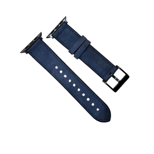 Apple Watch Strap Vintage Leather &amp; Silicone Hybrid UL S10-46mm Royal Blue
