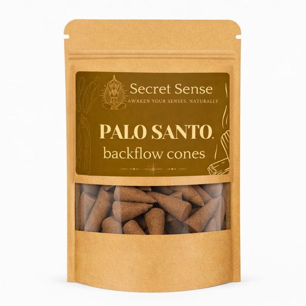 Secret Sense Palo Santo Backflow Incense Cones - Pack of 20