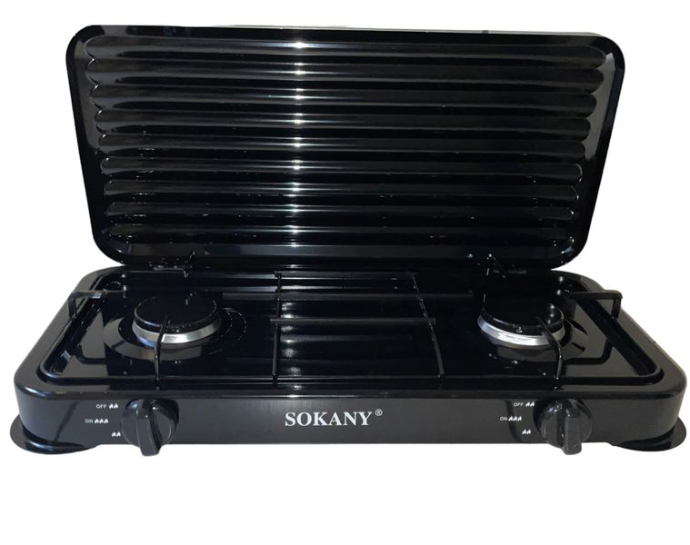 Sokany - Black - 2 Plate Gas Stove with Cover