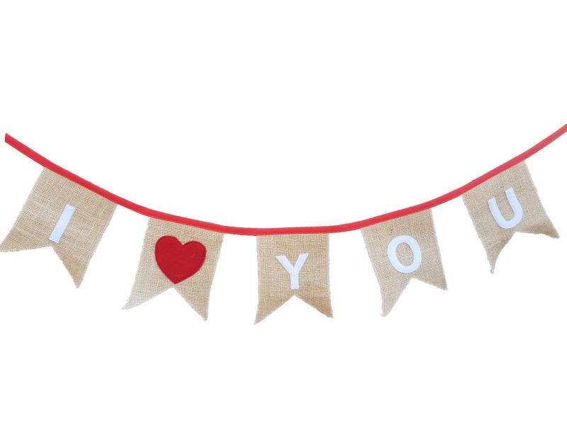 Bunting "I Love You" Red Heart