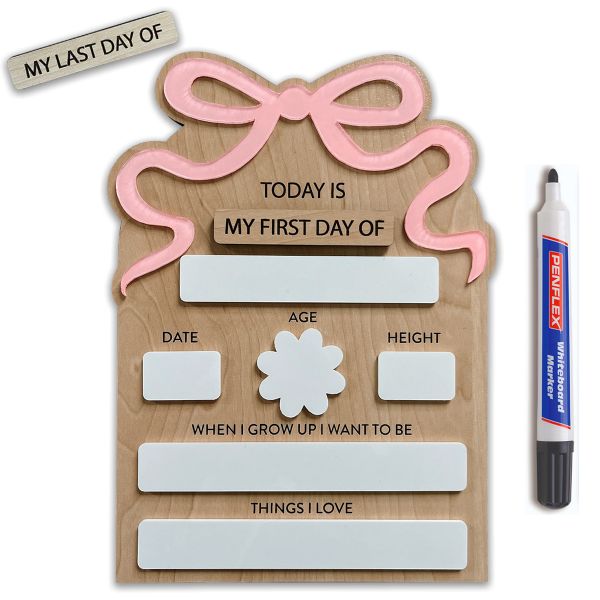 Pretty Pink Bow Back To School Milestone Reusable Photo Prop Keepsake Board