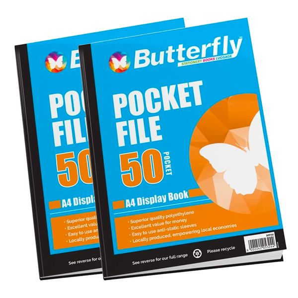 Butterfly Pocket File - A4 50 m 50 Pocket Display Book x 24