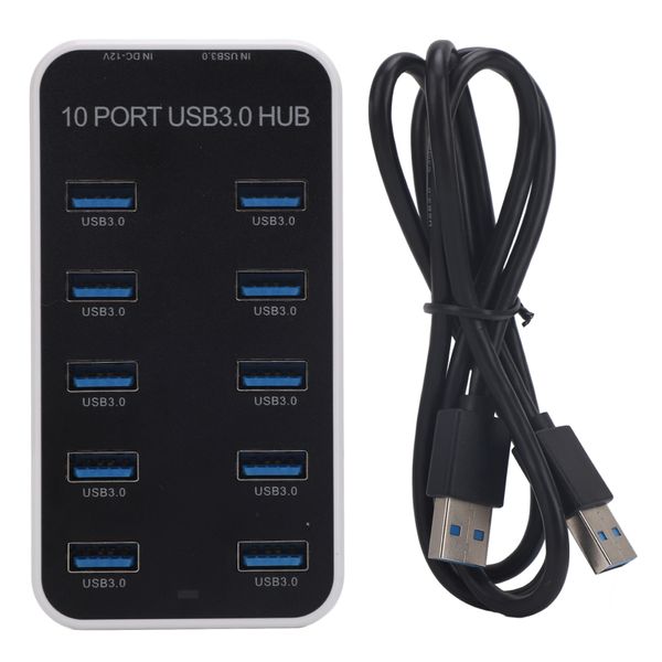 10-Port USB 3.0 Hub with DC 12V-24V Power Adapter