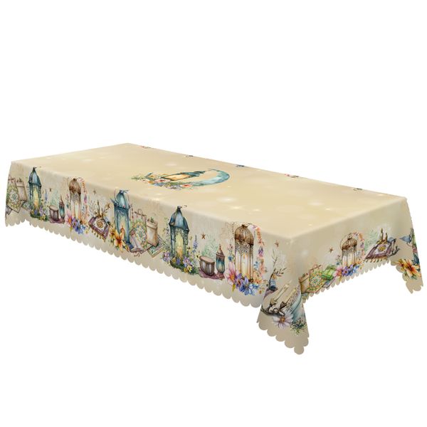 Ramadan Tablecloth - Lantern &amp; Crescent Design for Iftar &amp; Eid Gatherings