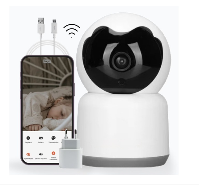 Baby Monitor, Wireless, FullHD 1080p, 360 Rotation, White