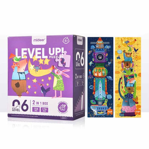 Mideer - Level Up Jigsaw Puzzle for Kids - 2-in-1 Level 6 Imagine The World