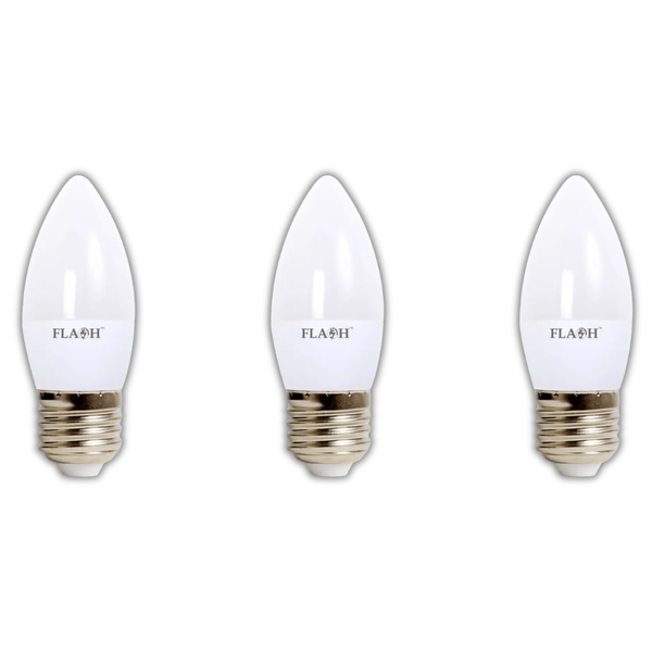 Flash 3W LED Candle Bulb E27 3000K- 3 Pack