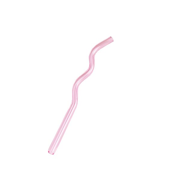 Reusable Glass Heat Resistant Wave Straws - Set of 4