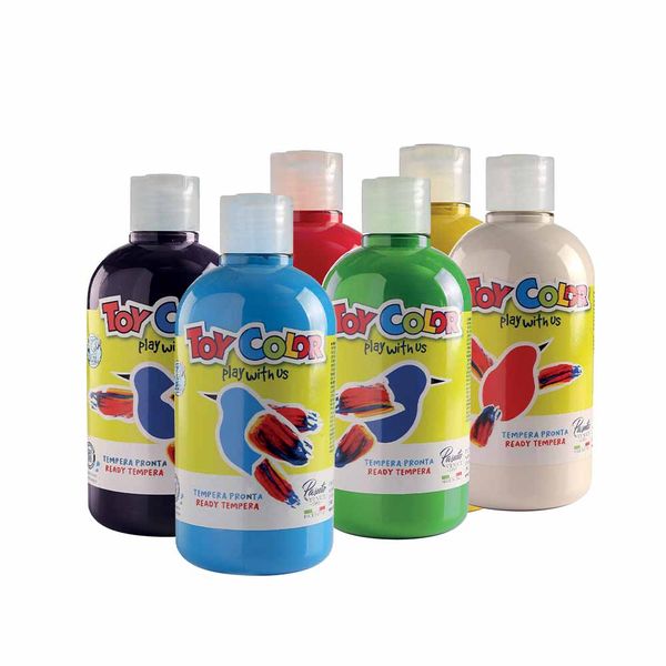 Toy Color Superwashable Ready-Mix Tempera Paint for Kids: 6 x 500ml Bottle