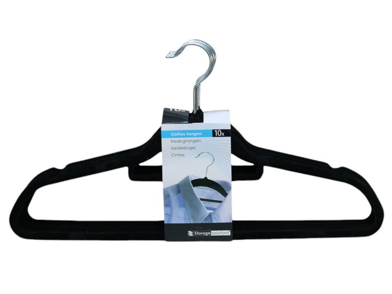 Storage Solutions 10-piece Black Felt Hangers 45cm