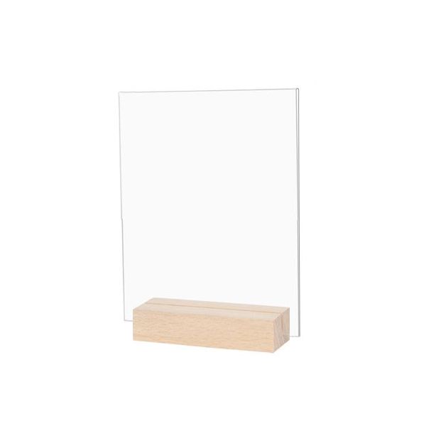 Double Sided A6 Acrylic Slip Cover Blank Sign with Wooden Stand