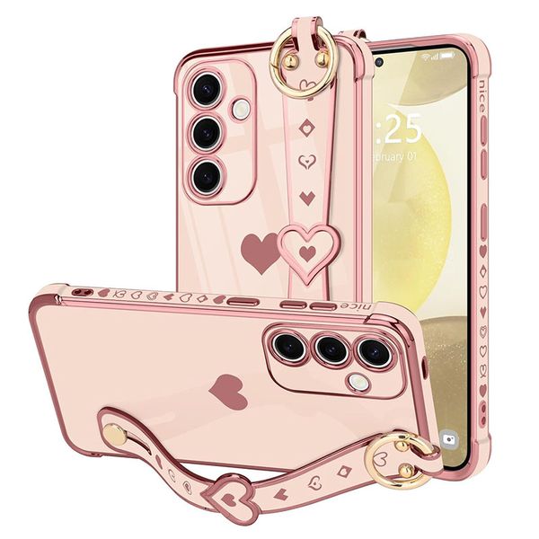 Phone Case Compatible with Samsung Galaxy S24 Cute Love Plated Cover