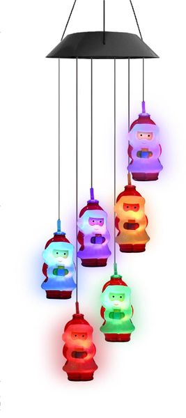 Christmas Solar LED Hanging Santa Claus Wind Chime for Outdoor Decorations