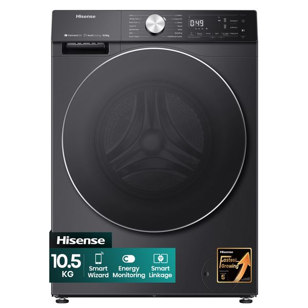 Hisense 10.5Kg 5S Smart Front Load Washing Machine with Inverter - Black