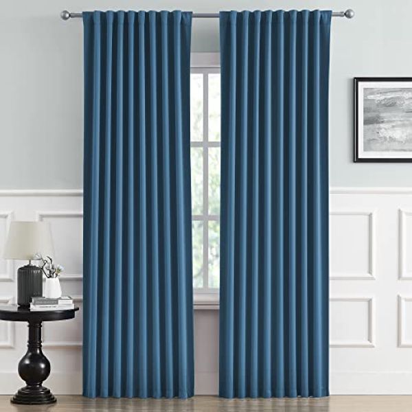 DOT Readymade 100% Plain Blackout BedroomTaped Curtains - Turqoise Blue