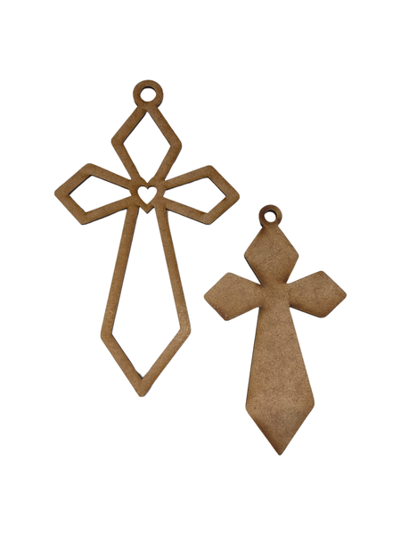 Big Wooden Outlined Cross and Solid Cross Combo