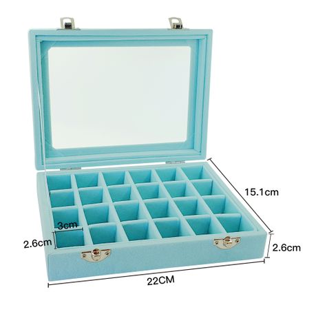 kuou Jewellery Box Grid Earring Box Ice Velvet Organizer Storage Box Jewelry Tray Display Case Gift for Girls Mother Women
