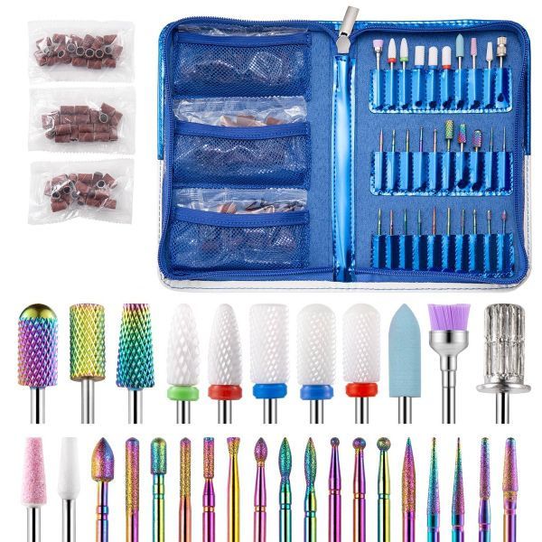 30 Pieces Nail Drill Bits for Nail Sets for Home Salon Nail Pedicure Tools