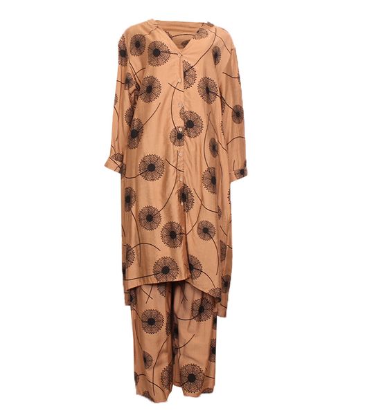 Purple &amp; Prose Women Brown-Black Polyester Suit Set