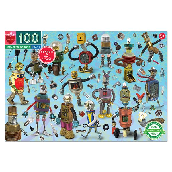 eeBoo Children's Puzzle - Upcycled Robot: 100 Pieces